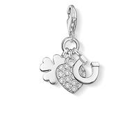 Thomas Sabo Ciondolo da Donna, Argento 925, Clover, Gem Heart, HorseShoe Charm