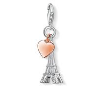 Thomas Sabo Ciondolo da Donna, Argento 925, Eiffel Tower Rose Gold Heart Charm
