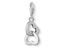 Thomas Sabo Ciondolo da Donna, Argento 925, Linked Gem Heart and Plain Heart