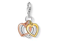 Thomas Sabo Ciondolo da Donna, Argento 925, Trio silver, rose gold, gold hearts charm