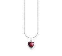 THOMAS SABO Collana con ciondolo a forma di cuore rosso scuro in argento Sterling 925 KE2268-051-10, misura unica, Argento sterling, Zirconia cubica