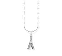 THOMAS SABO Collana con ciondolo a forma di torre Eiffel in argento Sterling 925 KE2236-643-14, misura unica, Argento sterling, Zirconia cubica