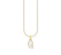 Thomas Sabo Collana con lettera Q, argento dorato con zirconi, Oro giallo, KE2256-414-14