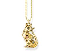 THOMAS SABO - Collana da donna con ciondolo a forma di gatto, in argento Sterling 925, lunghezza 70 cm