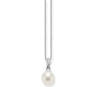 THOMAS SABO Collana da donna con ciondolo in argento 925 perla bianca taglio ovale zirconi 42 cm - SCKE150060, 38cm, Argento sterling, Perla Zirconia cubica