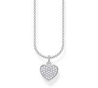 Thomas Sabo Collana da donna con pavè di cuori in argento sterling 925, lunghezza 38-45 cm