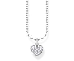 Thomas Sabo Collana da donna con pavè di cuori in argento sterling 925, lunghezza 38-45 cm