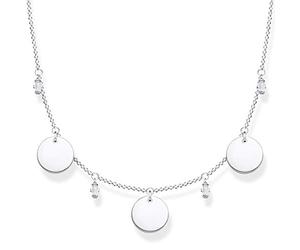 THOMAS SABO Collana da donna con tre monete e pietre bianche in argento Sterling 925, lunghezza 40-45 cm, 45 cm, Argento sterling, Non Applicabile