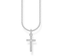 Thomas Sabo Collana da Donna in Argento Sterling 925 con Croce Pavé, Lunghezza 38-45 cm