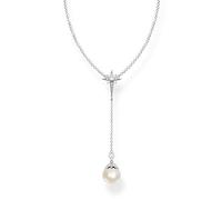 THOMAS SABO Collana da Donna in Argento Sterling 925 con Perla e Stella e Argento, Bianco, Argento, KE1986-167-14-L45v