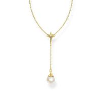 THOMAS SABO Collana da Donna in Argento Sterling 925 con Perla e Stella e Argento, Bianco, KE1986-445-14-L45v