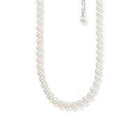 THOMAS SABO Collana di perle di acqua dolce con un diametro da 5,5 a 6 mm, occhielli in argento sterling 925 leggermente annerito con zirconi, KE2116-167-14-L45V, 16 x 24 x 6 mm, argento sterling,