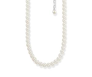 THOMAS SABO Collana di perle di acqua dolce con un diametro da 5,5 a 6 mm, occhielli in argento sterling 925 leggermente annerito con zirconi, KE2116-167-14-L45V, 16 x 24 x 6 mm, argento sterling,
