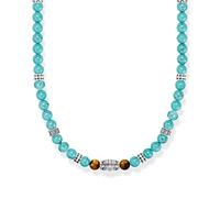THOMAS SABO Collana unisex in argento 925 con pietra colorata 32023669, 50.00 cm, Argento sterling 925 annerito, turchese imitato, occhio di tigre