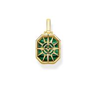 Thomas Sabo PE911-140-6 - Ciondolo a forma di stella, con zirconi neri e malachite, in argento Sterling 925 annerito e placcatura in oro 750, dimensioni: 27 x 15 mm, H: ca. 27mm / B: ca. 15mm, Argento