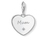 Thomas Sabo Fermaglio Charm Donna Argento 1686 051 21, Ciondolo a forma di cuore con scritta Mum (mamma)