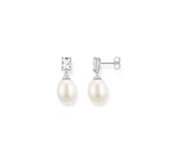 Thomas Sabo H2241-167-14 - Orecchini da donna in argento Sterling 925 con perle d'acqua dolce e zirconi, 23 x 5 mm, 23x5 mm, Argento sterling, Perla 1 Zirconia cubica