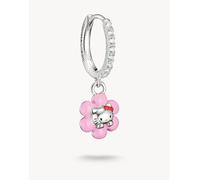 Thomas Sabo Hello Kitty orecchino singolo a cerchio con fiore e zirconi bianchi in argento, nero, rosa One Size