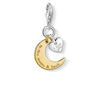 Thomas Sabo I Love You to the Moon & Back Ciondolo da Donna a Forma di Luna con Cuore in Argento Sterling 925 1443-413-39