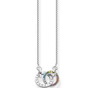 THOMAS SABO Collana da donna Together con due anelli, pietre colorate in argento Sterling 925, lunghezza 55 cm, KE1488-318-7-L55V, 55cm, Argento sterling, Zirconia cubica