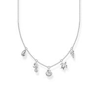 THOMAS SABO KE2157-051-14-L45V - Collana da donna con ciondolo a conchiglia e zirconi, lunghezza: 40-45 cm, 45 cm, Argento, Nessuna pietra preziosa