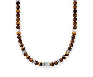THOMAS SABO KE2180-826-2-L50 - Collana da uomo con perle occhio di tigre, in argento Sterling 925, lunghezza 50 cm, 50 cm, Argento sterling, Nessuna pietra preziosa