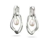 Thomas Sabo - Natural Beauty - Orecchini a cerchio argentati con perle d'acqua dolce argentato e bianco-Argento One Size