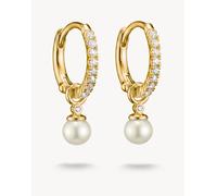 Thomas Sabo orecchini a cerchio con perla e zirconi bianchi in oro giallo, bianco One Size