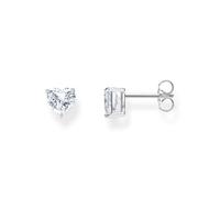 THOMAS SABO Orecchini con pietra bianca a forma di cuore in argento 925 riciclato H2306-051-14, misura unica, Argento sterling Argento, Zirconia cubica