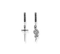 Thomas Sabo Orecchini da donna a forma di serpente e spada in argento Sterling 925 annerito con zirconi, dimensioni: 35 x 8 mm, CR713-643-11, 35x8 mm, Argento sterling, Zirconia cubica 1