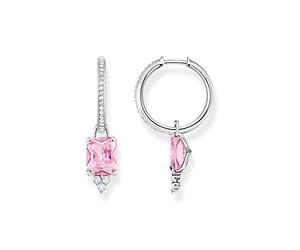 Thomas Sabo Orecchini da donna in argento sterling con zirconi bianchi e rosa CR672-051-9, misura unica, Argento, Nessuna pietra preziosa
