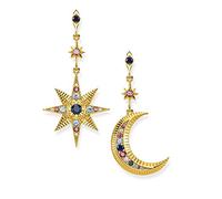 Thomas Sabo Orecchini Donna a Bottone con Stella e Luna in Argento 925 Placcato Oro H2025-959-7