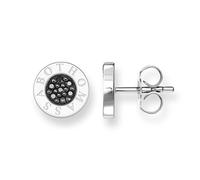 Thomas Sabo Orecchini Donna a Bottone con Classico Pavé di Zirconi Neri in Argento 925 Placcato Oro H1547-051-11