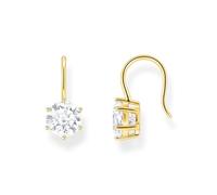 Thomas Sabo Orecchini pendenti con grandi zirconi bianchi in argento placcato oro H2287-414-14, misura unica, Argento sterling, Zirconia cubica