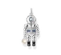 THOMAS SABO PE933-516-7 - Ciondolo a forma di subacqueo, con pietre di spinello sintetiche e una perla, in argento Sterling 925 annerito, dimensioni: 45 x 19 mm, H: ca. 45mm / B: ca. 19mm, Argento