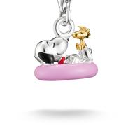 Thomas Sabo Peanuts™ charm Snoopy e Woodstock con salvagente, argento originale con placcatura in oro 18k, argento, rosso, nero, rosa One Size