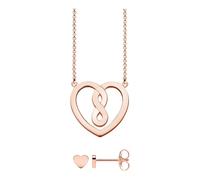 THOMAS SABO - Set collana e orecchini da donna - Motivo cuore e infinito in argento sterling 925 con placcatura in oro rosa 750- 42 cm - - Accessories - Donna - Rosa - ONE SIZE