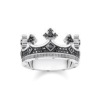 THOMAS SABO TR2208-643-11 - Anello a forma di corona, misura 48, in argento sterling e zirconi, colore: Nero