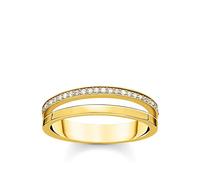 THOMAS SABO TR2316-414-14 - Anello da donna a doppia fila, in oro giallo 750, placcato oro giallo 925, 54, Argento sterling, Zirconia cubica