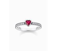 Thomas Sabo TR2448-640-10-56 Anello solitario in argento con pietra rossa + z...