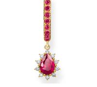 Thomas Sabo - Vintage Romance - Orecchini a cerchio placcati oro con ciondolo in bianco, rosso e dorato One Size