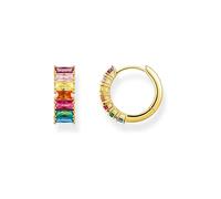 Thomas Sabo Orecchini a cerchio da donna in argento sterling 925 con finitura in oro giallo 750 con zirconi colorati, dimensioni: 17 x 6 mm, CR667-488-7, 17x6 mm, Cristallo, Zirconia cubica 1