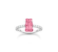 Thomas Sabo x HARIBO Anello con mini orsetto d'oro rosa e pietre, misura 60