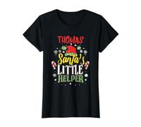 Thomas Santa's Little Helper Christmas Thomas Nome Thomas Maglietta con Stampa Grafica Economica, Donna, Nero, XL