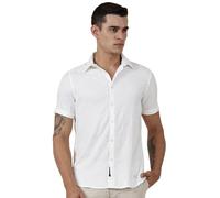 Thomas Scott Camicia casual da uomo con stampa a mezza manica, bianco, 50
