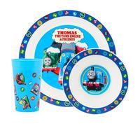 Thomas The Tank Engine Set da tavola per bambini in polipropilene, con piatto, ciotola e bicchiere con Thomas The Tank, Percy, James, adatto per microonde e lavastoviglie, adatto per bambini dai 36