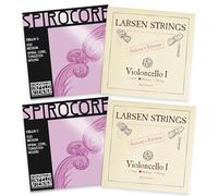Thomastik-Infeld Spirocore - Set completo di corde per violoncello in tungsteno e Larsen, corde per violoncello 4/4, corde Larsen A e D, corde Spirocore in tungsteno e corda C singola, realizzate a