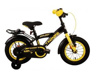 Thombike 12 Pollici Bicicletta Bambini Nero Giallo 3-4,5 Anni Ruote di Supporto