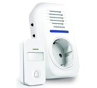 THOMSON - Campanello senza fili, portata 150 m, senza batterie, IP44, resistente alle intemperie, con targhetta nome e indicatore LED, 32 suonerie, slot integrato