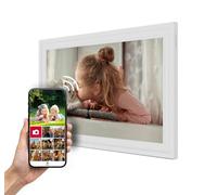 THOMSON Cornice Fotografica 15 pollici BIANCO - 39,6 cm, 1920 x 1080 FHD IPS, Touchscreen, Memoria 32 GB, Rotazione Automatica, Connessione Multi-Utente, WLAN, Supporto da Tavolo o Montaggio a Parete